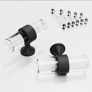 CEYMIO 2 inch 6 Pack Cabinet Handles and Pulls for Cabinets and Drawers, Kitchen Bathroom Bedroom Pull Door Handle Single Hole Distance Glass Crystal Knobs Black Matte