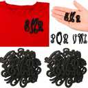 Lyrow 78 Pieces Iron on Letters Patches, Cursive Letters Monogram Alphabet Embroidered Patch A-Z Applique for Scrubs Medical Uniform Clothes Short Sleeve Pocket T-Shirt Backpack(Black)