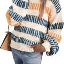 Verdusa Women's Oversized Striped Sweater Colorful Chunky Sweaters Streetwear Knit Pullover Tops (Beige, L)