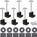 Truck Tool Box Mounting Kit No Drill, Upgraded Pickup Truck Bed Tool Box Tie Downs, Aluminum Alloy J Hook Crossover Toolbox Clamps (Pack of 6, Black)