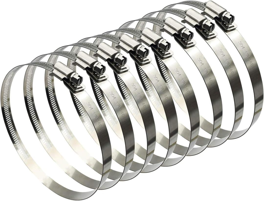 5" Adjustable 304 Stainless Steel Duct Clamps Hose Clamp Pipe Clamp Air Ducting Clamp worm drive hose clamps (8Pcs)