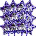 12 Pcs Congrats Grad Foil Balloons, Purple Star Graduation Mylar Balloons for Kindergarten High School College Graduation Party Decorations Supplies Grad Photo Props