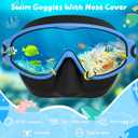 VegoVia 2 Pack Kids Swim Goggles with Nose Cover, Anti-Fog UV Protection Swimming Goggles for Kids Youth 3-15