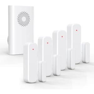 Wireless Door Chime, Door Open Sensor Alarm When Entry Business/Office/Store (500ft Range 51 Ringer Adjustable Volume) Home Alert Bell for Kid/Toddler Safety,1 Receiver +4 Sensors