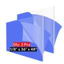 2 Pack Clear Cast 36x48 Acrylic Sheets 36x48 Plexiglass Sheets 1/8 inch Thick Lucite Acrylic Board Perfect for Windows Glass,Tabletop, Display Case, Signs, Machine Guards, Cabinet Door
