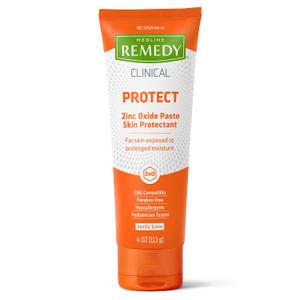Medline Remedy Clinical Zinc Oxide Paste Skin Protectant (4 oz Tube), Vanilla Scent, Diaper Rash Cream, Incontinence Care, Wetness Protection, Paraben Free, Hypoallergenic, Adults, Children, 2 pack