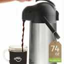 Thermal Coffee Carafe 74Oz, Keeps Drinks Hot for 12Hrs & Cold for 36Hrs, Insulated Stainless Steel Coffee Carafe for Hot Drinks, Easy One-Handed Dispensing for Office, Home, Party, Durable Tea Flask