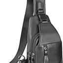 Leather Sling Bag Purse Chest Shoulder Backpack,Crossbody Bags for Men Outdoors (Black3)