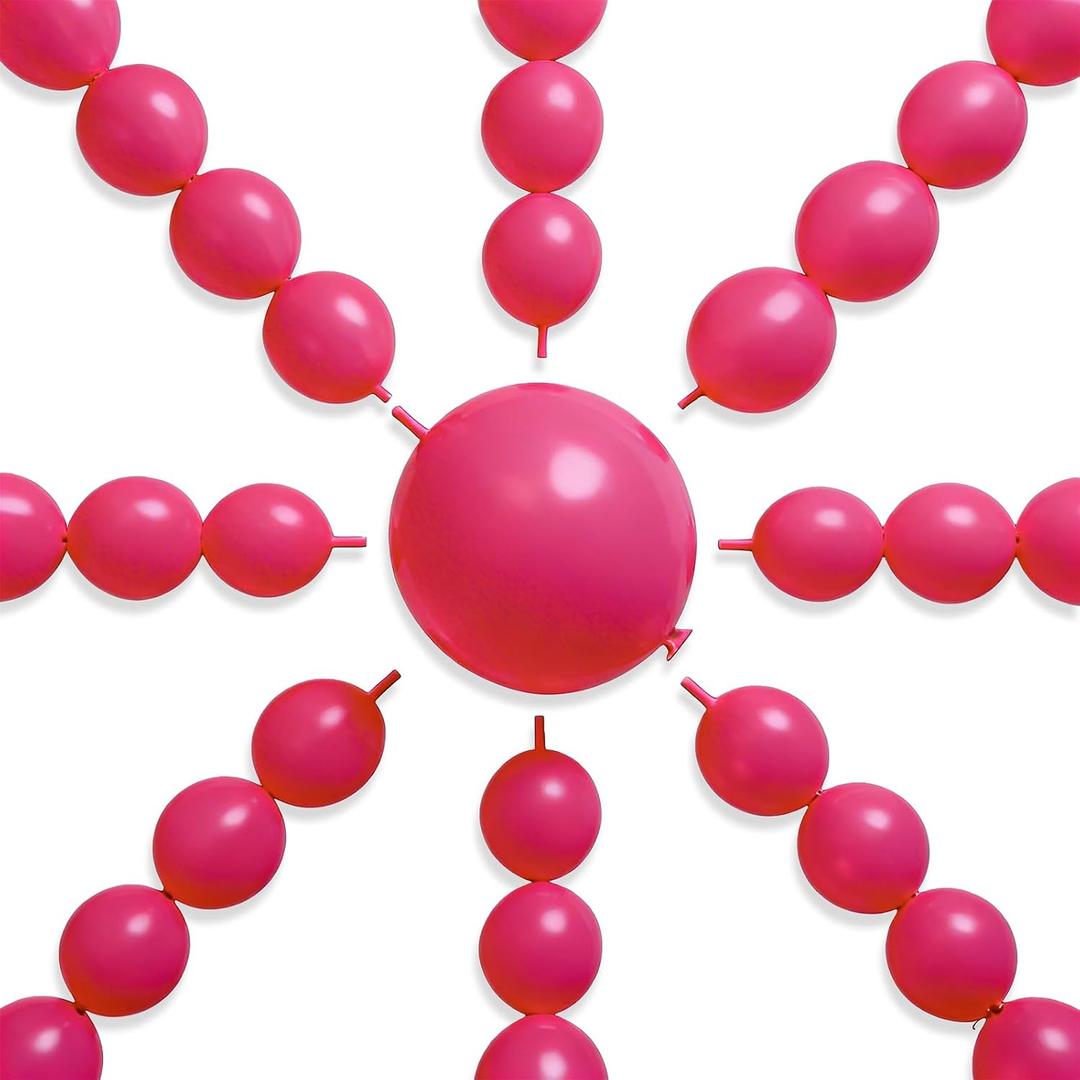 PartyWoo Hot Pink Linking Balloons 100pcs 6 Inch Magenta Fuchsia Link Balloons for Baby Shower Gender Reveal Engagement Bachelorette Wedding Bridal Shower Birthday Party Decorations Pink-y12