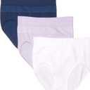 Warner's Women's Blissful Benefits Seamless Bikini Panty 3 Pack (Large, Lavender Macaron/White/Navy Ink)