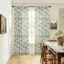 Sage Green Floral Linen Curtains 90 Inches Long for Living Room Bedroom Toile de Jouy Printed Farmhouse Patterned Country Semi Sheer Curtains Back Tab Light Filtering Pattern 90 Inch Window Drapes