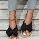 GORGLITTER Women's Boho Bow Flat Sandals Cut Out Open Toe Slip on Summer Slide Sandal 5