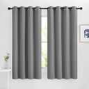 NICETOWN Silver Grey Blackout Curtains 63 inch Length for Kitchen, Grommet Energy Saving Thermal Window Treatments Light Blocking Drapes for Bedroom, 2 Panels, W46 x L63 