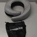 WANDER PLUS Travel Pillow, 100% Pure Memory Foam Travel Neck Pillow Airplane Neck Support Ergonomic Design Best for Sleeping Plane Car Train Office Flight for Adults Grey