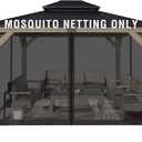 Aoodor Universal 10x12 ft Gazebo Mosquito Netting, Replacement 4-Panel Sidewalls with Double Zippers for Patio, Backyard, Deck, and Lawn (Netting Only, Black)