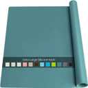 Extra Large Dark Green Countertop Mat - Silicone Table Kitchen Desk Mat - Non-Slip & Heat Resistant - Dinner Placemat Pastry Dough Rolling Mat