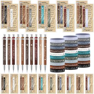 Gueevin 30 Sets Easter Christian Gifts Bulk Bible Verse Pens Religious Bookmarks Silicone Wristband Inspirational Ballpoint Pens Sunday School Scripture Thank You Gifts for Church Men Pastor