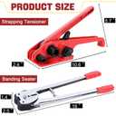 MYFAMIREA Heavy Duty Banding Strapping Kit with Tensioner Tool, 0.55'' x 3937'' Polypropylene Packaging Strapping Roll, 100 Metal Seals, Sealer Tool for Pallets, Logistics, Warehouse (Red)