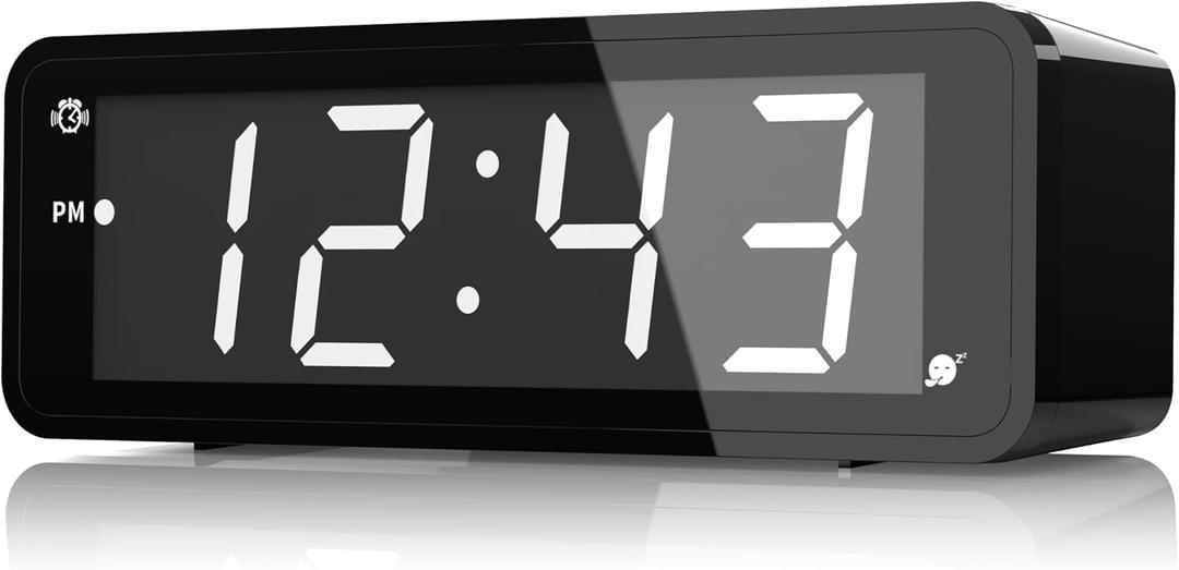 KWANWA Digital Alarm Clock with Large 1.8" LED Display, Battery Operated, 3-Level Adjustable Brightness, Loud Alarm with Snooze, 12/24H Format, Easy to Read for Bedroom, Seniors, Kids, Heavy Sleepers