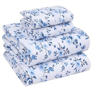 MAYFAIR  100% Cotton Sheets Queen Size Set, 4 Pieces, Soft & Breathable Percale Weave Bedding, Deep Pocket 16", Hotel Standard, Crisp Cool Feeling, Durable, Perfect Floral Bed Sheet, Annual