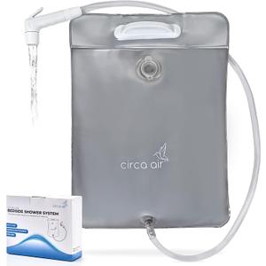 CIRCA AIR Bedside Shower - 2.5 GL Silver Portable Water Shower Bag For Hair Washing In Bed. Use With Inflatable Hair Washing Basin, Shampoo Basin, Bathtub For Elderly