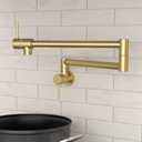 KES Brushed Gold Pot Filler with Heat-Resistant Cartridge, 25.6" Pot Filler Faucet Over Stove, Wall Mount Kitchen Faucet Double Joints, Stainless Steel, NSF Certified, KN926S24LFF18-BZ