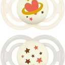 MAM Perfect Night Baby Pacifier, Patented Nipple, Glows in the Dark, 2 Pack, 16+ Months, Unisex