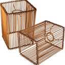 2 pack Square Lamps Shades Small Lampshades for Table Lamp Shade Floor Lamp Shade,5.5"x5.5"x7.9"woven rattan boho Bamboo Lampshades