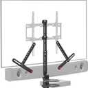 Barkan Universal Soundbar Mount & A/V Shelf, Adjustable Bracket for Mounting Above or Under The TV, Sizes 13-80 inch, Fits Most of Sound Bars Up to 14 lbs, Anti-Slip Clamp Black