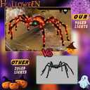 4.2Ft Giant Spider Halloween Decorations Outdoor 52" Light Up Spider with 90 LED Lights for Front Yard, Porch, Garden, Lawn, Halloween Party (Orange)
