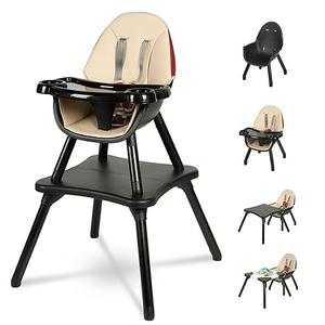 High Chair for Babies and Toddlers Adjustable Foldable Convertible 5 Point Harness Easy Clean Wood-Printed Metal with Removable Tray Baby Highchair for Family (Black&Walnut Wood-Printed Metal)
