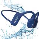 Bone Conduction Headphones IP68 Swimming Waterproof Dustproof Sweatproof MP3 Player Headset Underwater Music Player 8GB 1000 Songs, Open-Ear Wireless Earphones Bluetooth 5.3 with Mic - Blue
