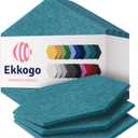 Acoustic Panels 12-Pack - 14"X12.1"X0.4" Soundproof Wall Panels - High Density Sound Dampening - Light Turquoise Hexagon