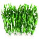 AQUANEAT Fish Tank Artificial Plants, Aquarium Plastic Seaweed Decorations, 11.75Inch Tall Fake Green Accessories, 10 Packs