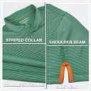 MICHEL ROUEN Golf Shirts for Men Short Sleeve Lightweight Quick Dry Pin Striped Casual Collared Polo Shirts (Green, L)