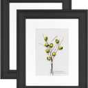 8x10 Picture Frames Black, 2 Pack, Display Picture 5x7 with Mat, Wooden Photo Frame for Table Top and Wall Mounting