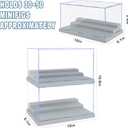 4 Pack Display Case for Minifigure Action Figures Blocks, Acrylic Minifigure Display Case Box Storage with 3 Movable Steps Gift for Kids Adults (Grey)