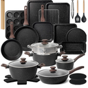 Kikcoin Pots and Pans Set Non Stick 31 Piece Kitchen Nonstick Cooking Cookware Sets with Grill Pan Saucepan Baking Sheet Utensil