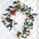 Mizii Artificial Petunias Flower Vines Garland 6 Feet Blue Faux Morning Glory Silk Flowers Garland UV Resistant Fake Hanging Vines Plants Decorations for Outdoor Garden Indoor Home Decor (Blue)