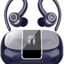 Headphones Wireless Earbuds Sport, Bluetooth 5.3 Over Ear Buds Stereo Deep Bass Headset with Earhooks, 48H Wireless Earphones with HD Mic, IP7 Waterproof Earbud for Sports/Running/Workout Deep Blue