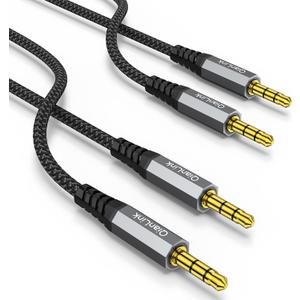 2 Pack AUX Cable, (6.6ft/2m, Hi-Fi Sound) 3.5mm TRS Auxiliary Audio Cable Nylon Braided Cord Compatible with Car,Home Stereos,Speaker,iPod iPad,Headphones,Sony,Echo Dot,Beats (Grey)
