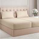 Split King Size 5 Piece Sheet Set - Comfy Breathable & Cooling Bed Sheets Set - Hotel Luxury Bedding for Women, Men, Kids, Teens, Boys & Girls - Deep Pockets, Soft and Wrinkle Free - Oeko-Tex - Wheat