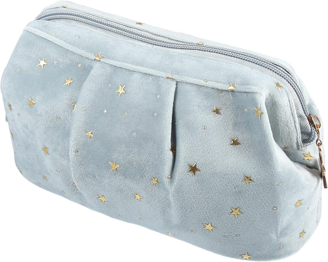 VOCOSTE Velvet Makeup Bag, Cosmetic Travel Bag Make Up Brush Organizer Bag Makeup Storage Toiletry Bag with Starry Pattern for Women, Blue VOCOSTE Velvet Makeup Bag, Cosmetic Travel Bag Make Up Brush Organizer Bag Makeup Storage Toiletry Bag with Starry Pattern for Women, Blue