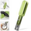 Dayinkes Knife Cleaner Blade Brush, Multi-Functional Kitchen Cutlery Brush, Double-Sided Knife Scrubber, Knife Brush with Knife Sharpener, for Knives, Forks, Dish, Cutlery Cleaning（Green）3 Pack
