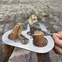 Camping Tripod BoardTurn Branches into Campfire Tripod Stainless Steel Campfire Support Plate with Adjustable Chainfor Hanging Cookware,Portable Camping Gear (Plus)