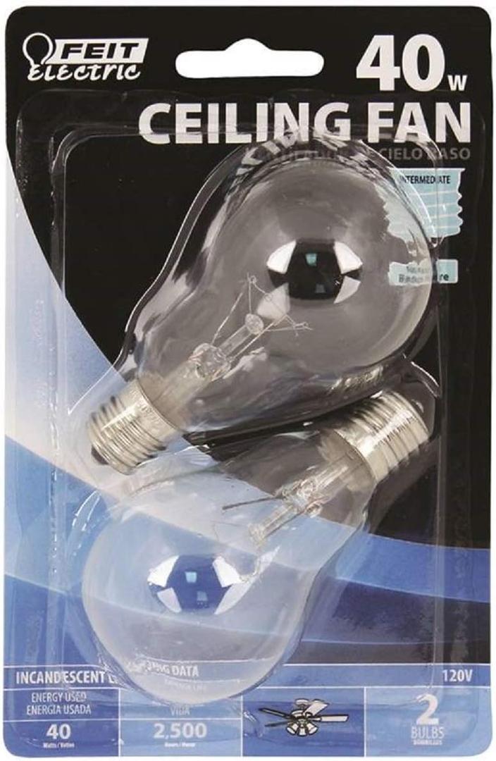 Feit Electric Bp40a15n/Cl/Cf 40 Watt Clear Ceiling Fan Light Bulb 2 Count