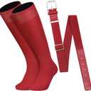 Baseball Socks and Belt Combo Set for Youth Boys Girls Adult, Softball Tball Belt Socks with Elastic Belts (Medium, Burgundy)