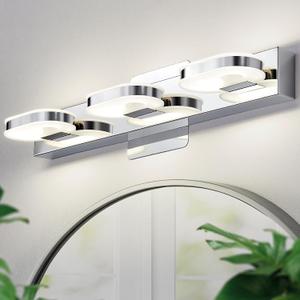 Modern LED 3 Lights Vanity Light for Bathroom 19 Inch Chrome Bathroom Wall Lighting Fixtures Over Mirror, (Natural White Light 4200K) (3 Lights, Chrome)