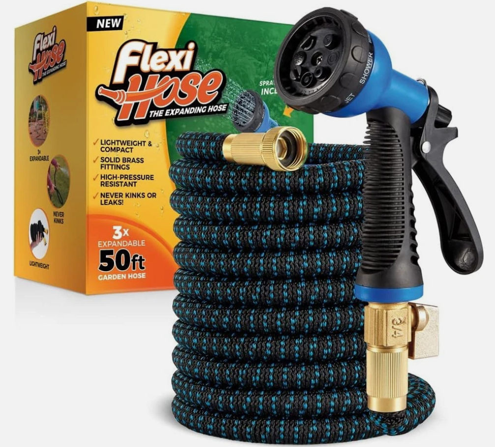 Expandable Garden Hose with 8 Function Nozzle, 50FT - Lightweight Retractable Ga