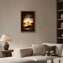 Framed Christian Cross Canvas Wall Art, Inspirational Religious Painting, Sunset Landscape Poster, Spiritual Decor for Home, Church, Office, or Prayer Room 16x24in